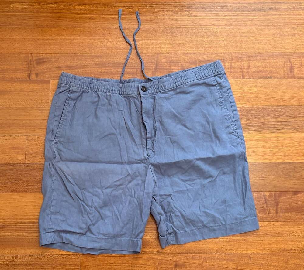 H&M Regular Fit Linen-blend Shorts Blue Size XL
